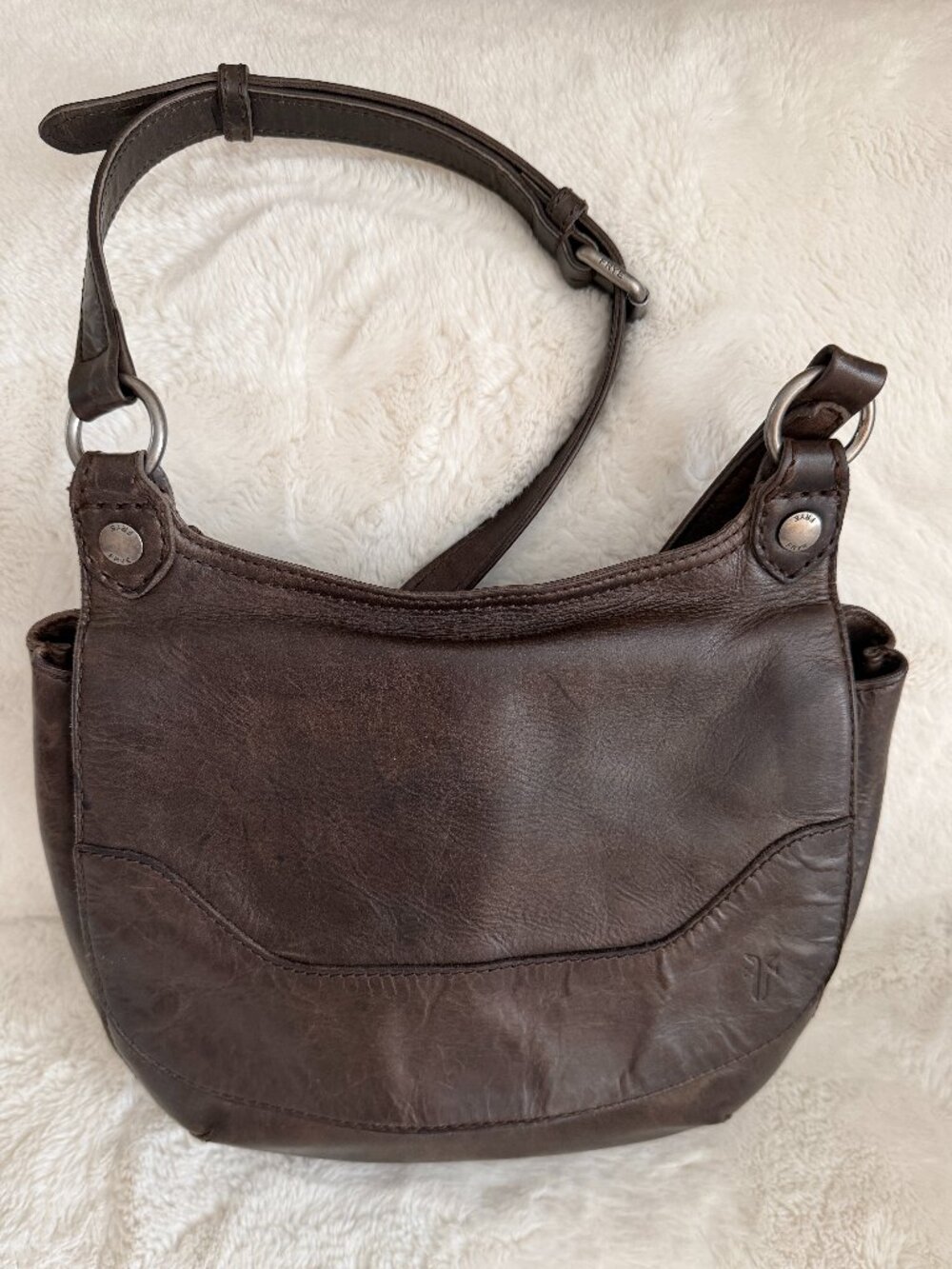 Frye Melissa Brown Leather Saddle Crossbody Bag